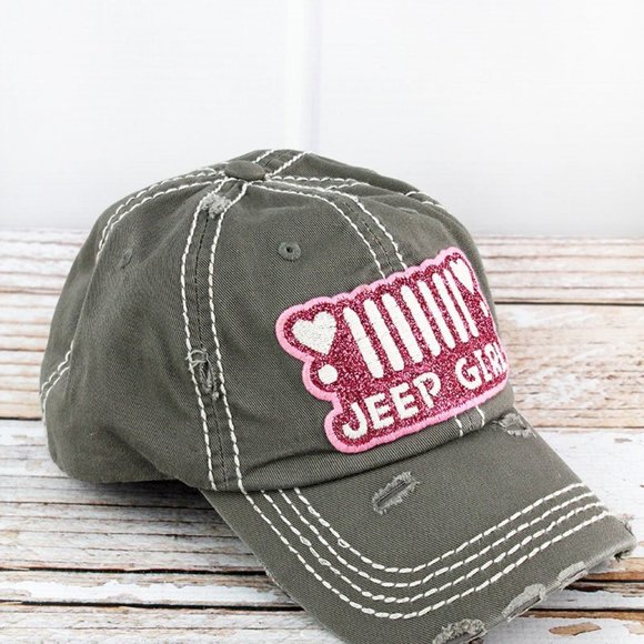 NWT Distressed Grey Jeep Girl Cap - Picture 2 of 3